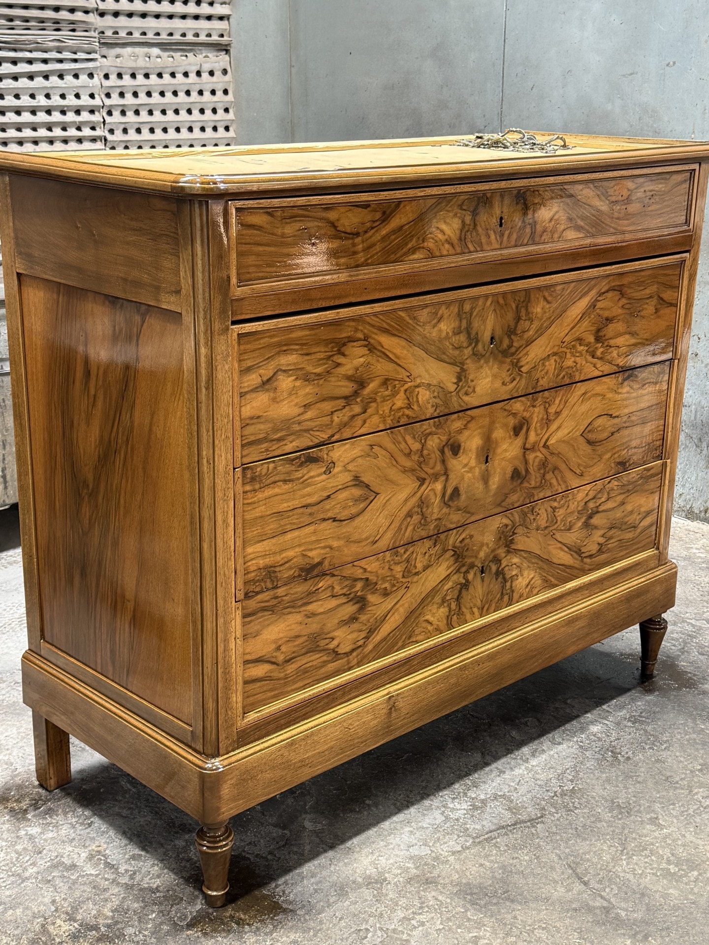Ornate black carved wooden table restoration